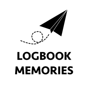 Podcast artwork featuring a stylized paper airplane in flight with the words "Logbook Memories" underneath.
